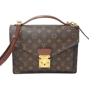 Louis Vuitton canvas Monogram Brown handbag Monceau